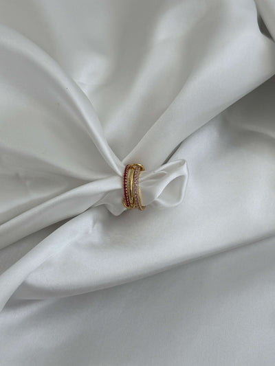 Rosy Pink Rhinestone Stacked Ring