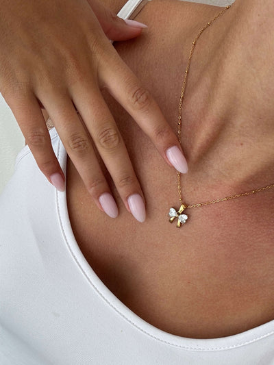 Amira Zirconia Bow Pendant Necklace