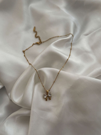 Amira Zirconia Bow Pendant Necklace