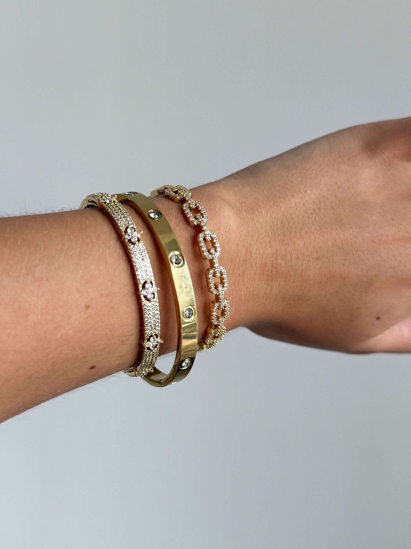 Annelise Adjustable Rhinestone Link Cuff Bracelet