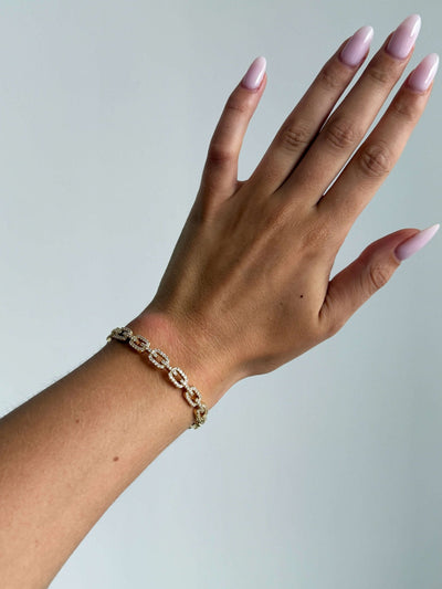 Annelise Adjustable Rhinestone Link Cuff Bracelet