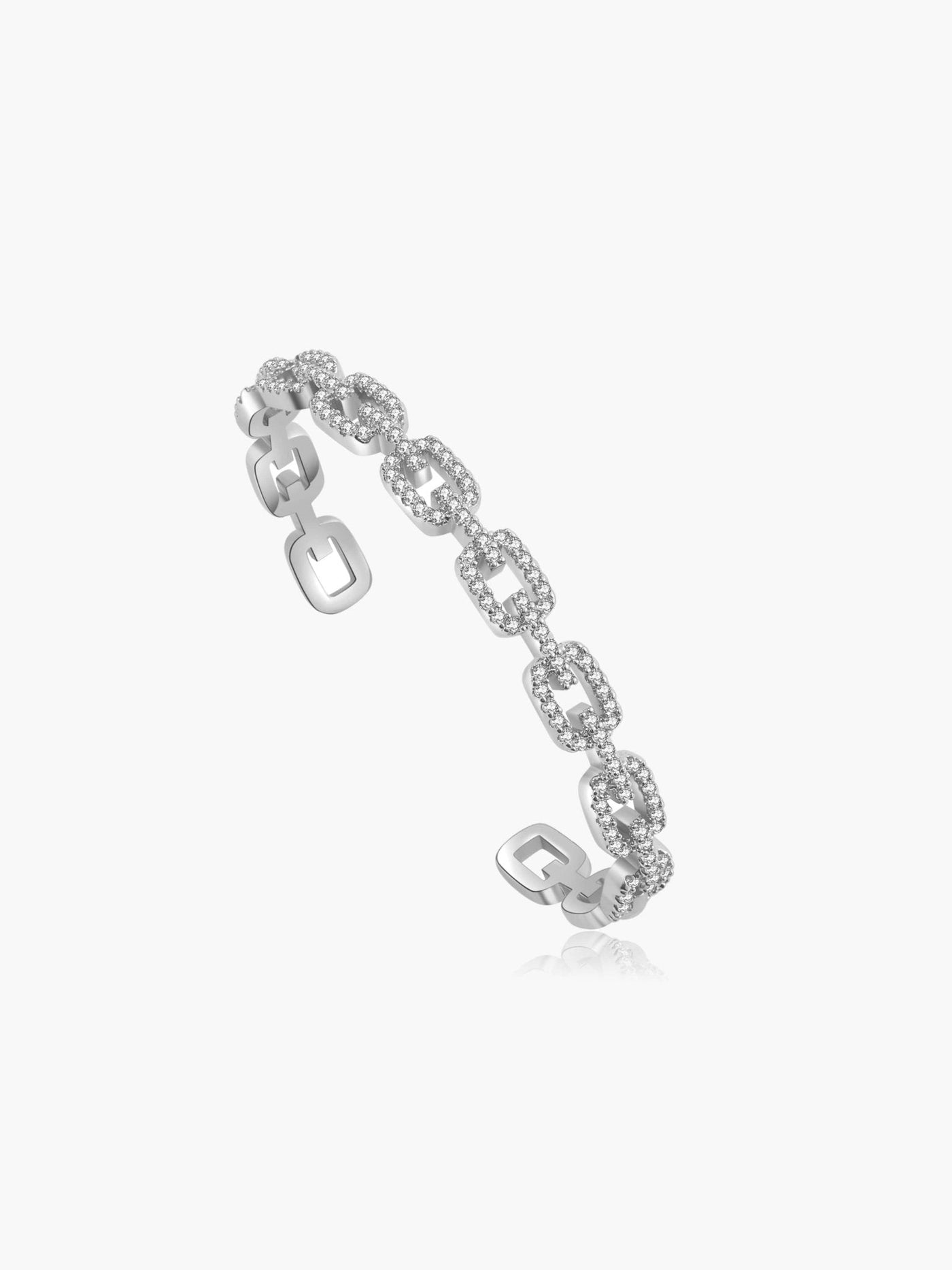 Annelise Adjustable Rhinestone Link Cuff Bracelet