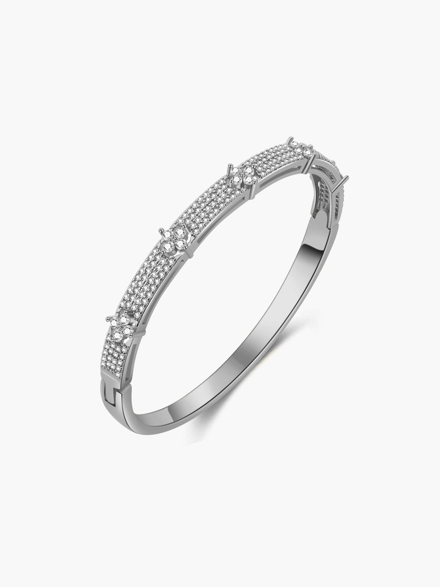 Camellia Flower Pavé Cuff Bracelet