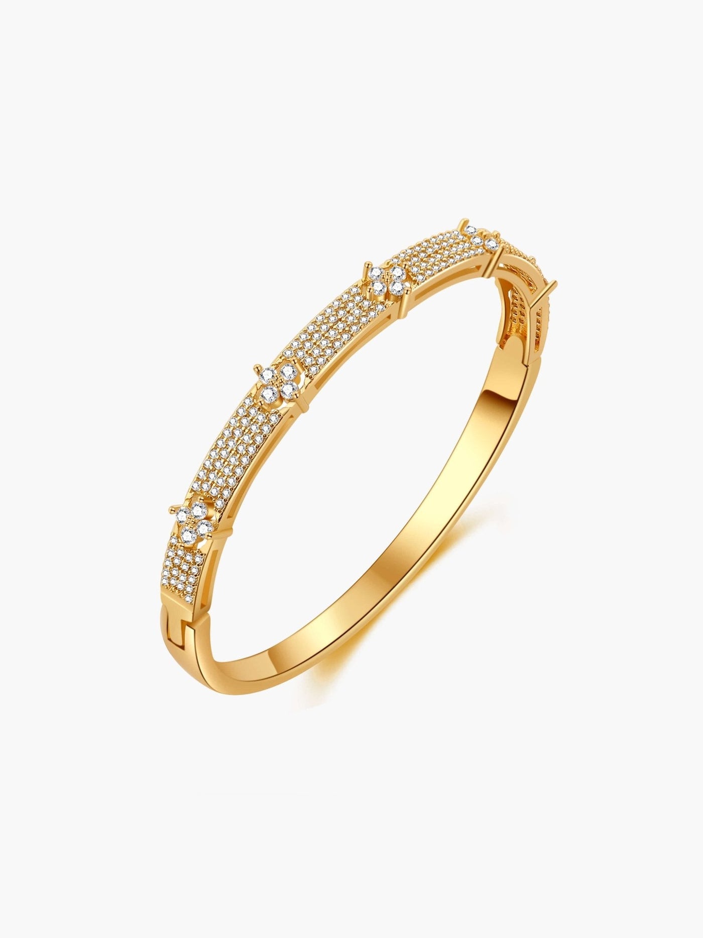 Camellia Flower Pavé Cuff Bracelet