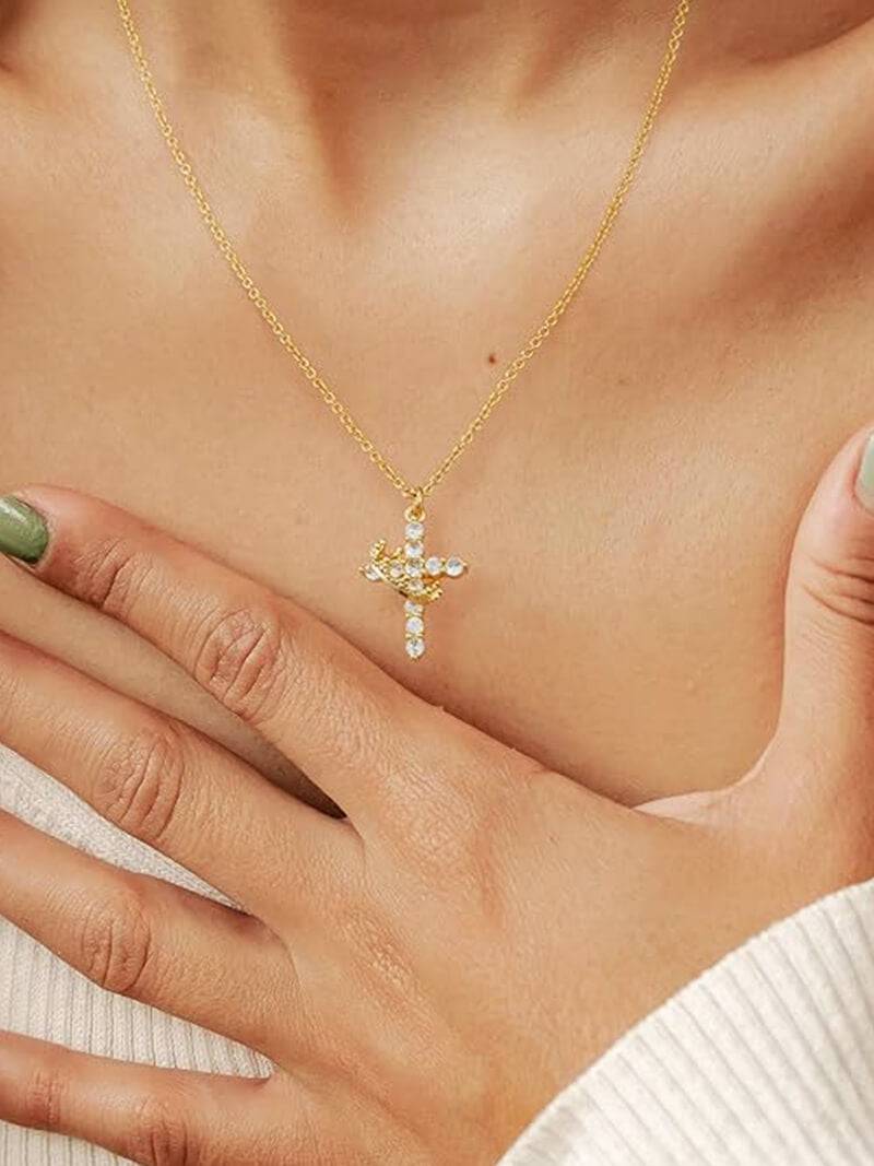 Talitha Gemstone Cross Pendant Necklace