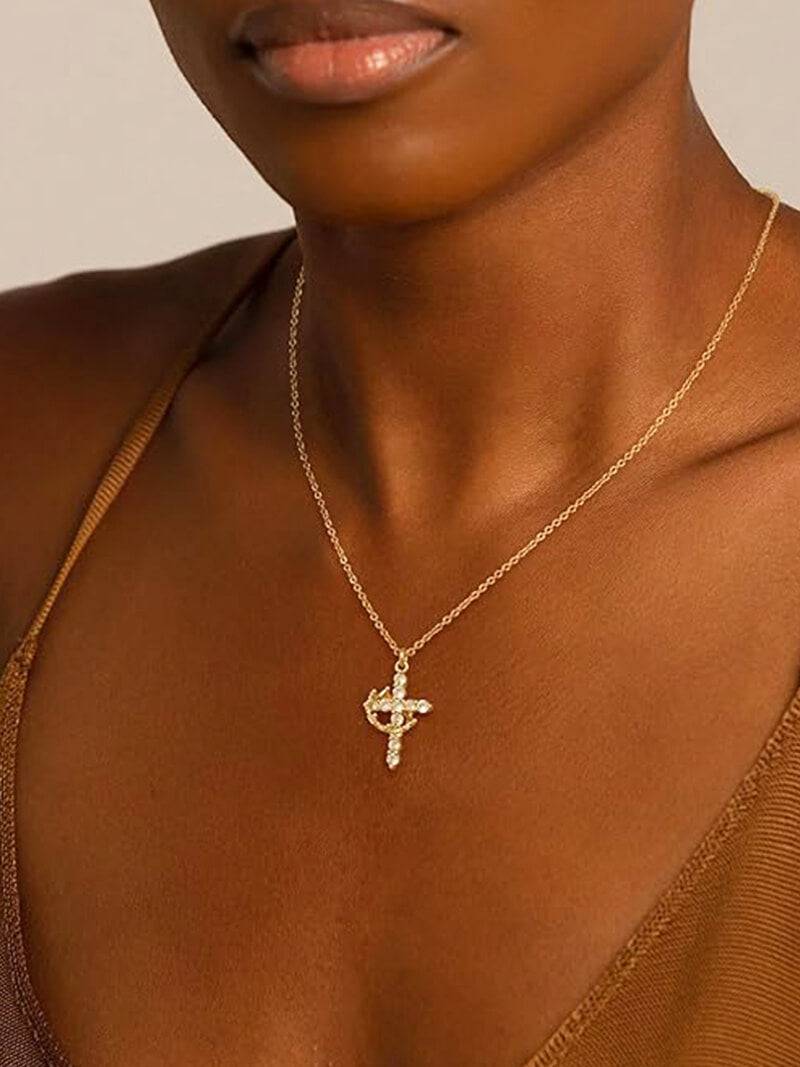 Talitha Gemstone Cross Pendant Necklace