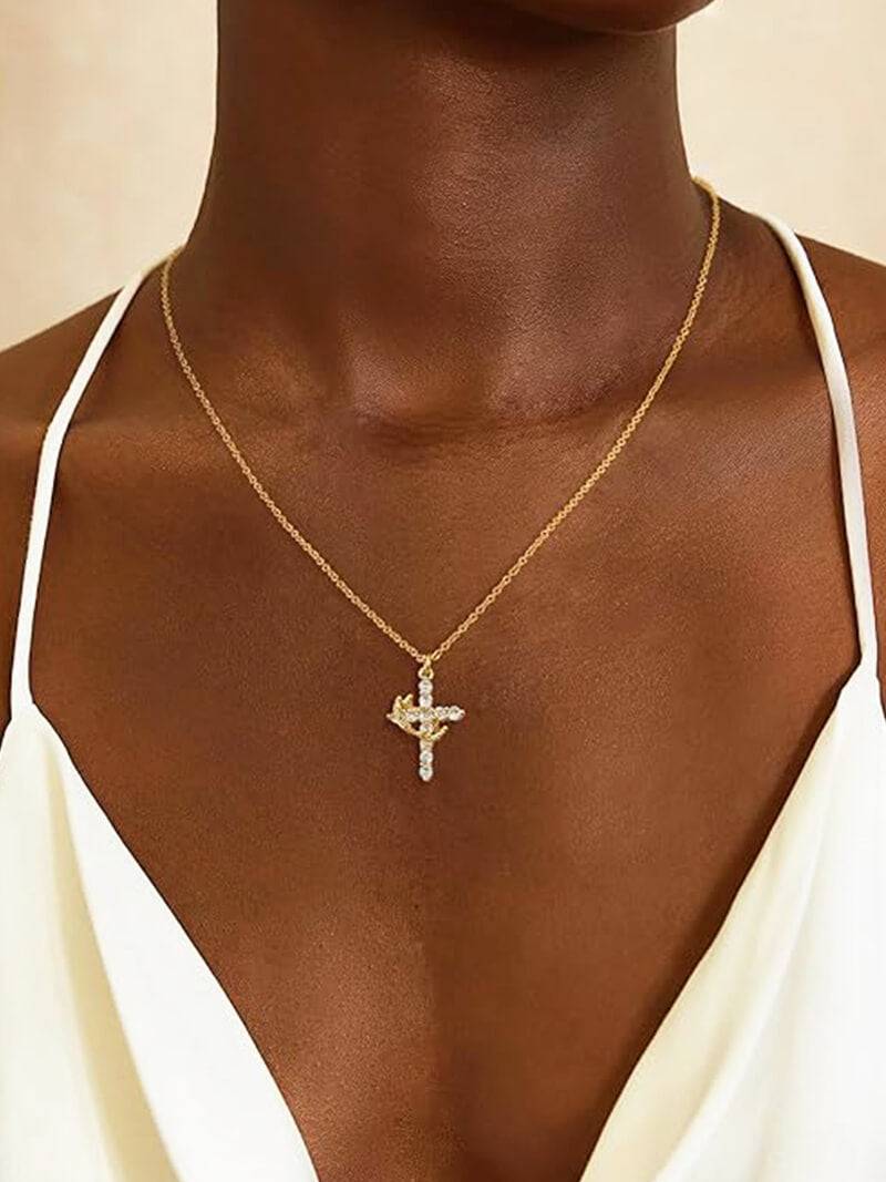 Talitha Gemstone Cross Pendant Necklace
