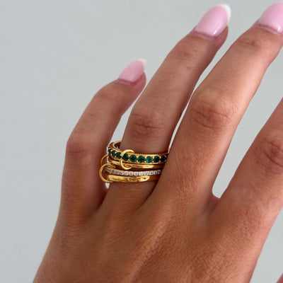 Darla Emerald Rhinestone Stacked Ring