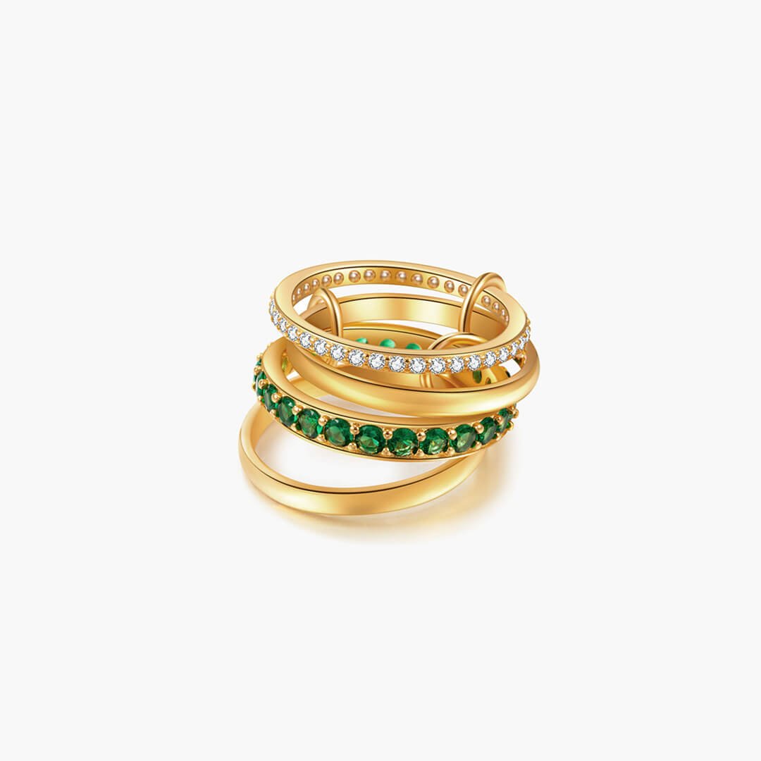 Darla Emerald Rhinestone Stacked Ring
