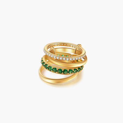 Darla Emerald Rhinestone Stacked Ring
