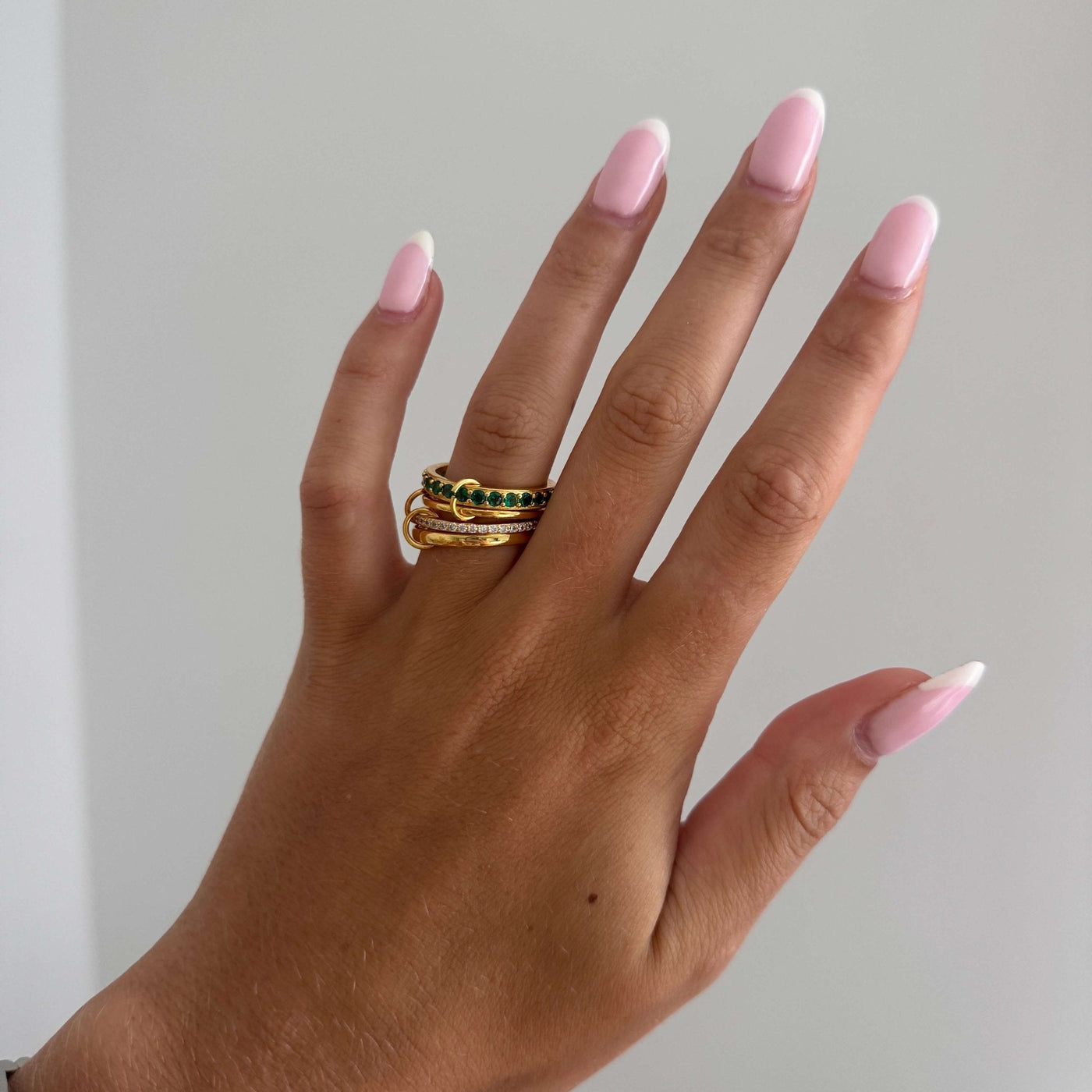 Darla Emerald Rhinestone Stacked Ring