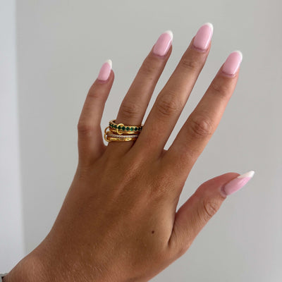 Darla Emerald Rhinestone Stacked Ring