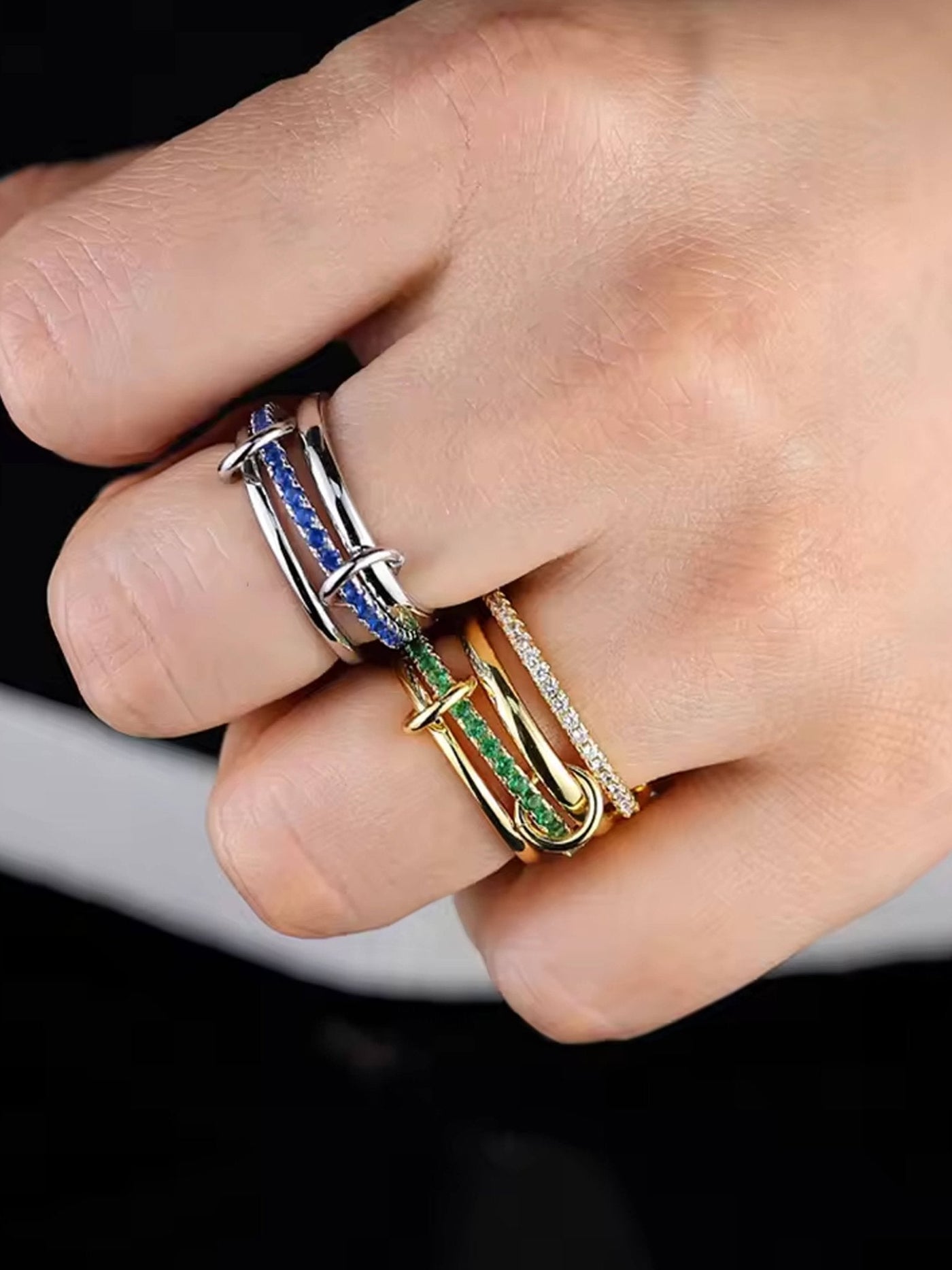 Darla Emerald Rhinestone Stacked Ring