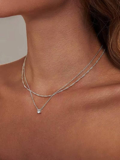 Alora Double Layer Zirconia Pendant Necklace
