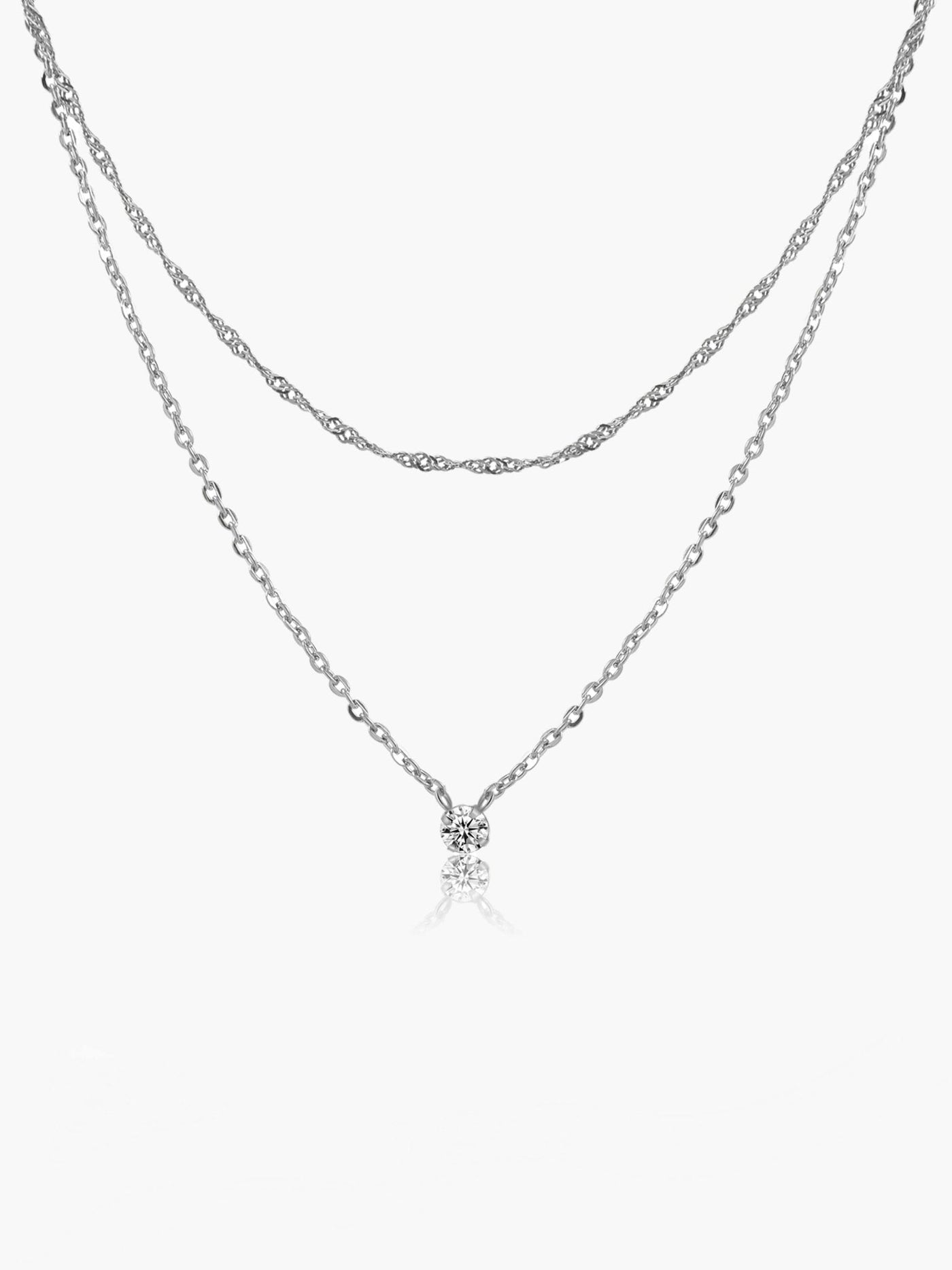 Alora Double Layer Zirconia Pendant Necklace