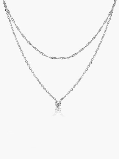 Alora Double Layer Zirconia Pendant Necklace