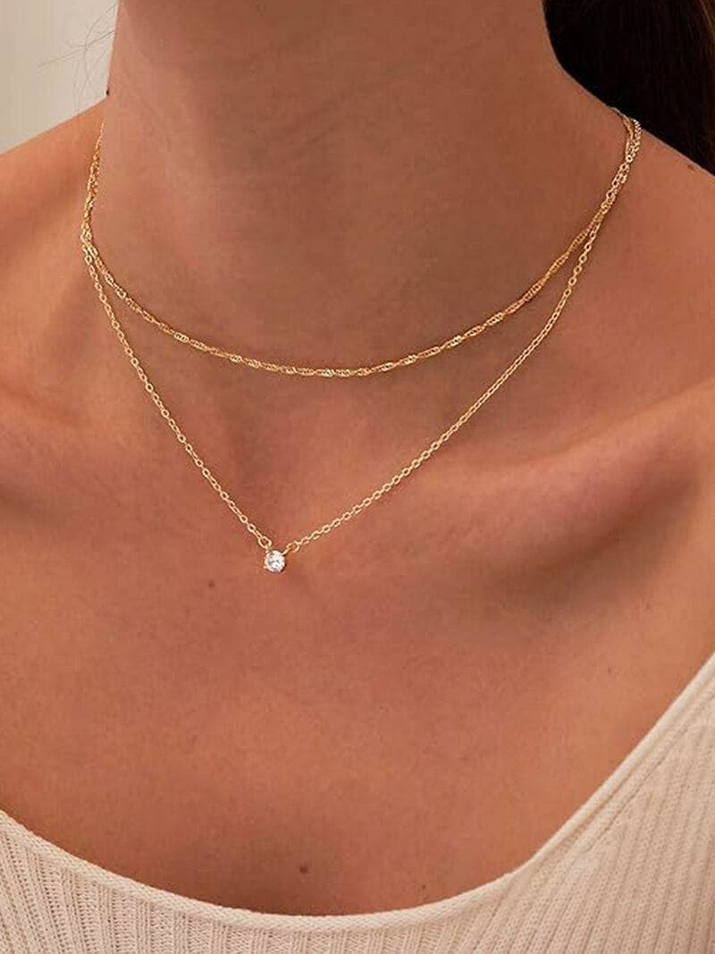 Alora Double Layer Zirconia Pendant Necklace