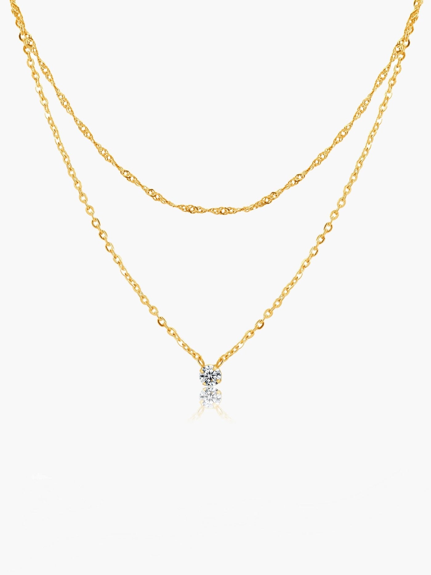 Alora Double Layer Zirconia Pendant Necklace