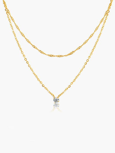 Alora Double Layer Zirconia Pendant Necklace