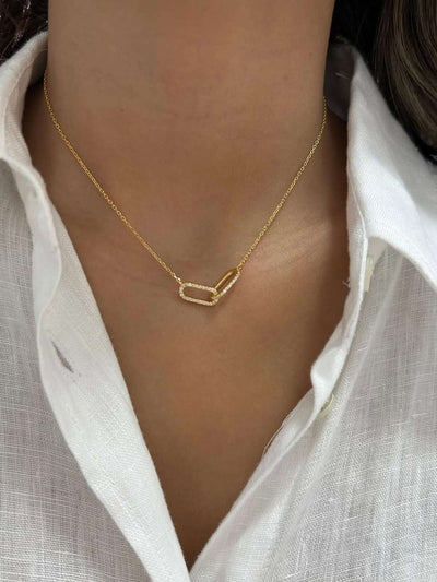 Guinevere Interlocking Zirconia Chain Necklace