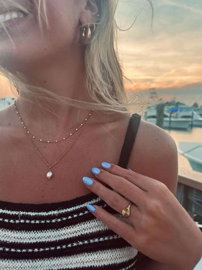 Fiona Minimal Pearl Bead Chain Necklace