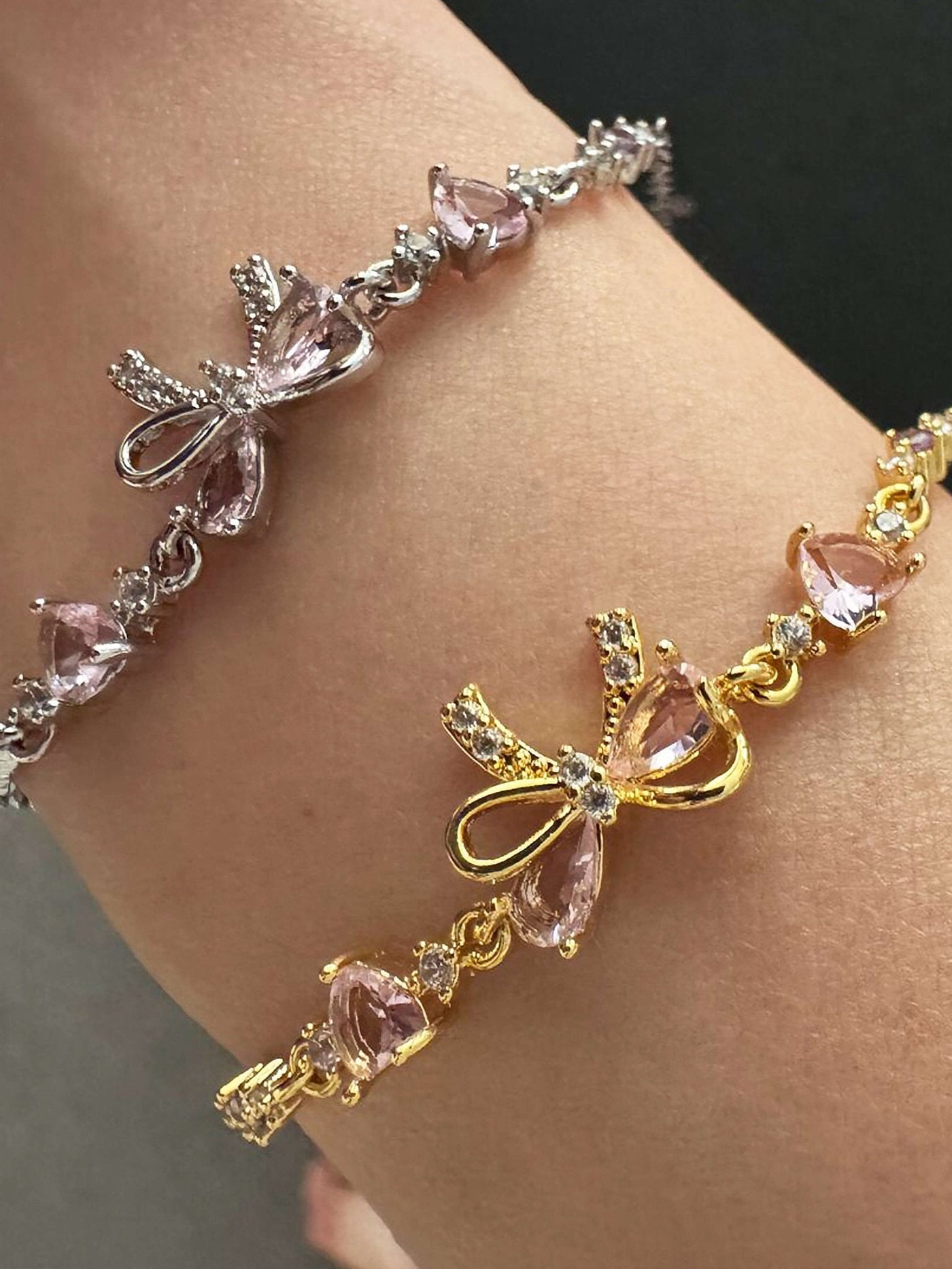 Yasmin Zirconia Bow Detail Chain Bracelet