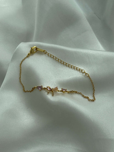 Yasmin Zirconia Bow Detail Chain Bracelet