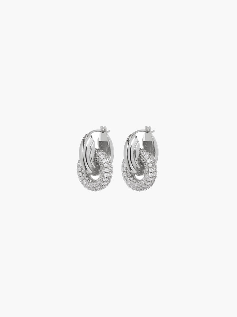 Selena Interlocking Pavé Loop Earrings
