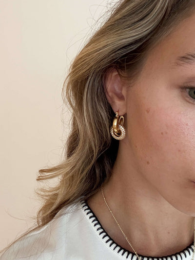 Selena Interlocking Pavé Loop Earrings