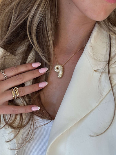 Pavé Bubble Initial Pendant Necklace