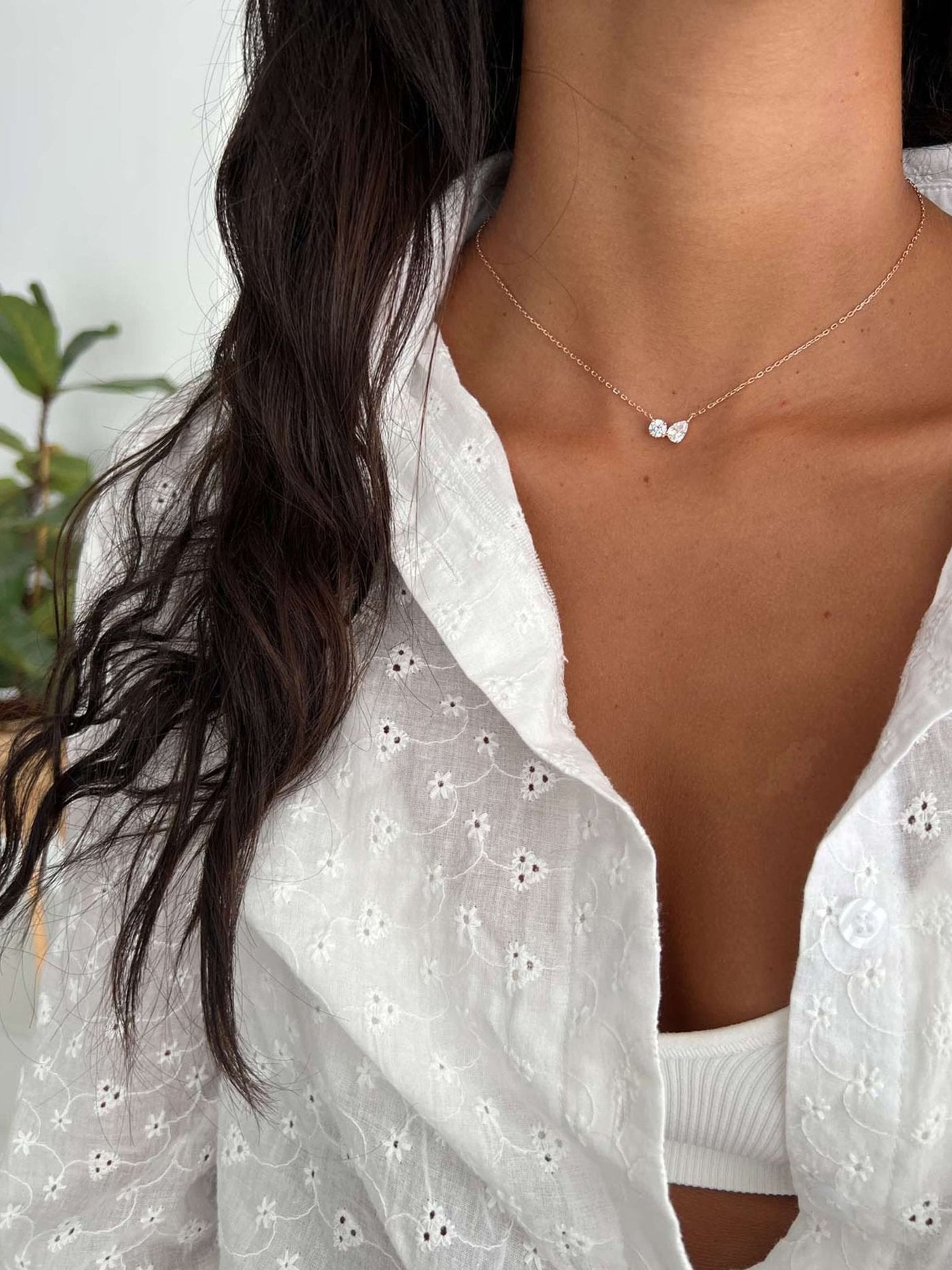 Shira Twin Zirconia Pendant Necklace