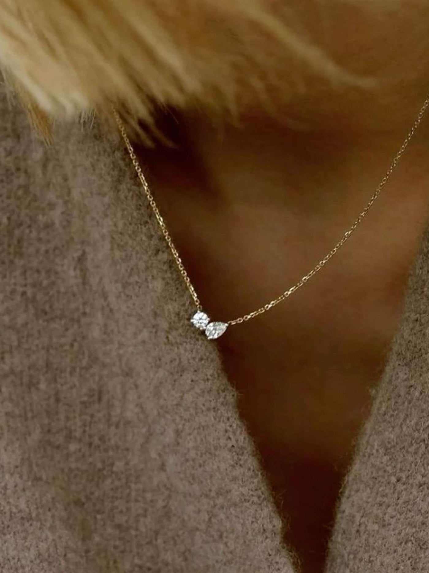 Shira Twin Zirconia Pendant Necklace